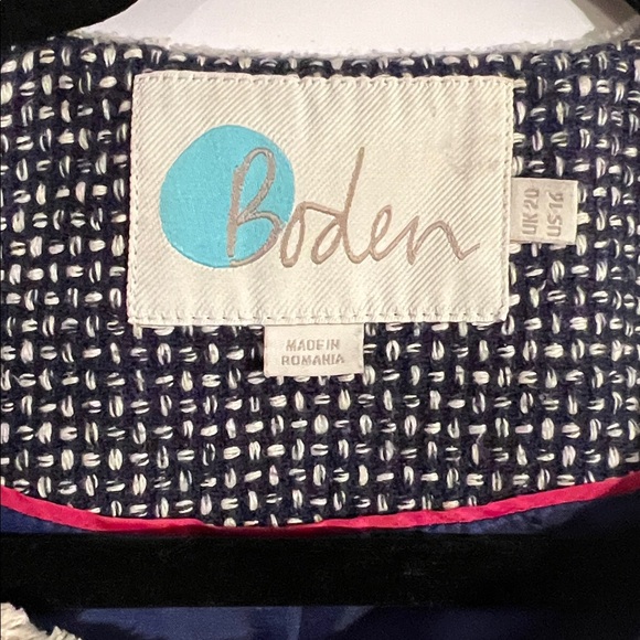 90. Boden blue and cream Tweed Coat - Picture 2 of 9